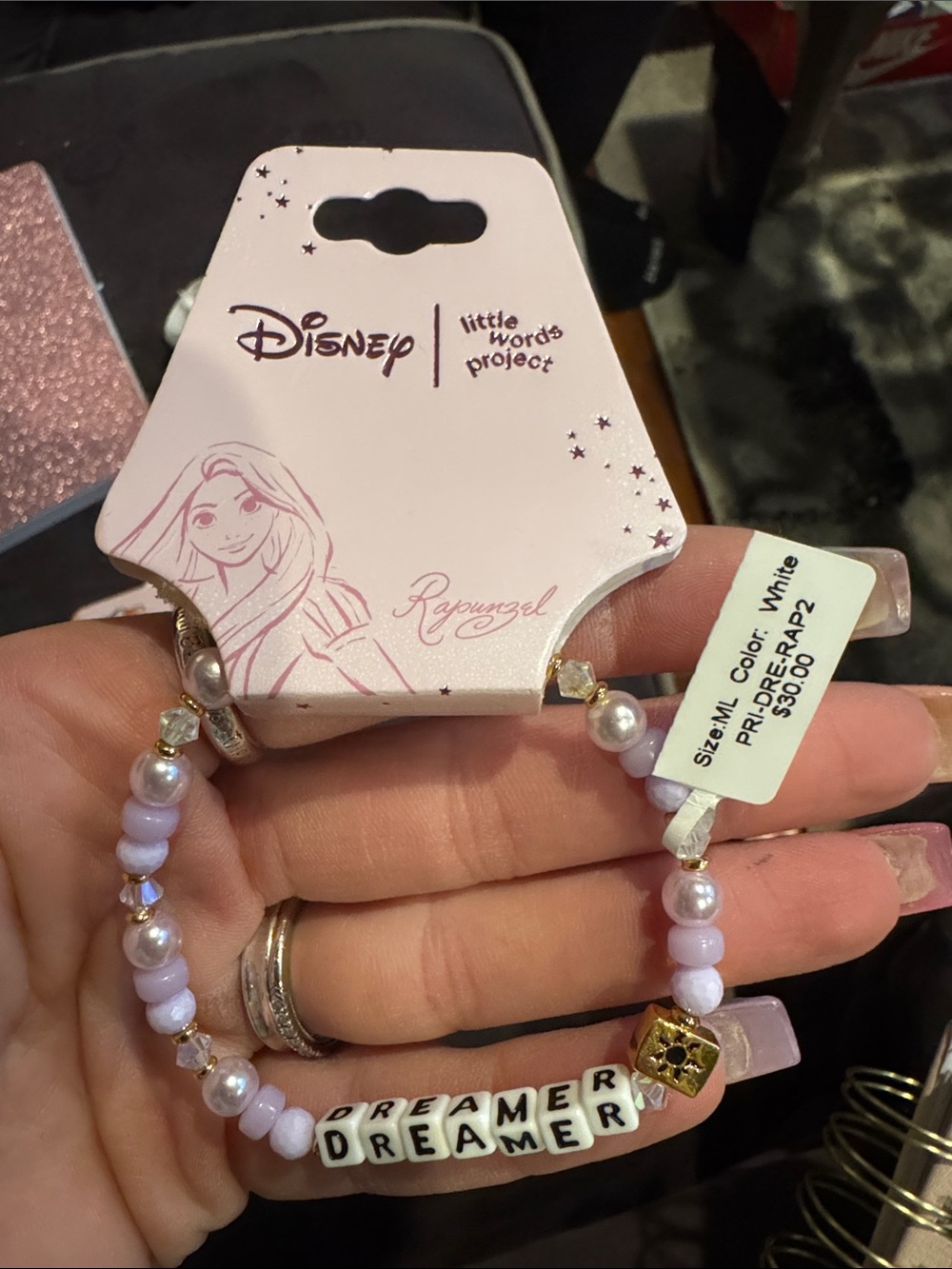 BNWT Little Words Project Disney Rapunzel 'DREAMER' Beaded Bracelet